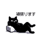 ドット絵 黒猫 40種 定番フレーズ クロネコ（個別スタンプ：33）