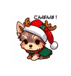 ヨーキーのクリスマス仕様スタンプ（個別スタンプ：3）