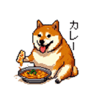 ドット絵 食べる柴犬 食欲旺盛 40種（個別スタンプ：15）