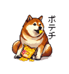 ドット絵 食べる柴犬 食欲旺盛 40種（個別スタンプ：19）