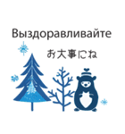 冬に毎日使いたいロシア語＆日本語☆青色（個別スタンプ：5）