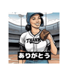 ソフトボール グリッター女子（個別スタンプ：2）