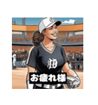 ソフトボール グリッター女子（個別スタンプ：3）