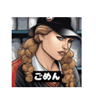 ソフトボール グリッター女子（個別スタンプ：24）