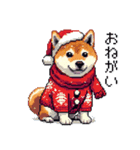 ドット絵 サンタ 柴犬 クリスマス 40種 冬（個別スタンプ：7）