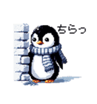 ドット絵 ペンギン 冬支度 40種 冬 定番（個別スタンプ：40）