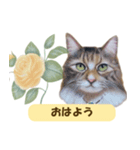 大人可愛い手描き猫スタンプ・お花チャーム（個別スタンプ：4）