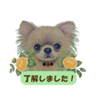 犬と花の手描きスタンプ（個別スタンプ：2）