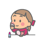 女の子とくまのかわいいスタンプ（個別スタンプ：14）