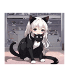 黒猫と猫耳少女（個別スタンプ：2）