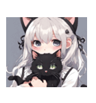 黒猫と猫耳少女（個別スタンプ：4）