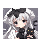 黒猫と猫耳少女（個別スタンプ：7）