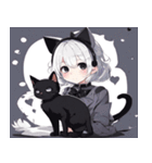 黒猫と猫耳少女（個別スタンプ：9）