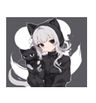 黒猫と猫耳少女（個別スタンプ：13）