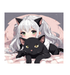 黒猫と猫耳少女（個別スタンプ：14）