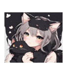 黒猫と猫耳少女（個別スタンプ：15）