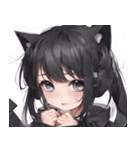 黒猫と猫耳少女（個別スタンプ：21）