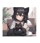 黒猫と猫耳少女（個別スタンプ：22）