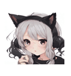 黒猫と猫耳少女（個別スタンプ：23）