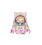 めっちゃ可愛い！癒しの猫耳女の子スタンプ（個別スタンプ：5）