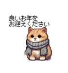 ドット絵 キジトラ 冬 年末年始新年挨拶 猫（個別スタンプ：11）