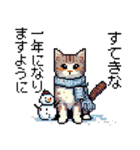 ドット絵 キジトラ 冬 年末年始新年挨拶 猫（個別スタンプ：13）