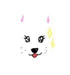 白い犬の顔イラスト（個別スタンプ：2）