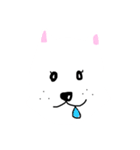 白い犬の顔イラスト（個別スタンプ：3）