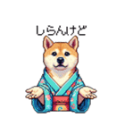 ドット絵 主婦な柴犬 着物 シバイヌ（個別スタンプ：4）