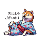 ドット絵 主婦な柴犬 着物 シバイヌ（個別スタンプ：30）