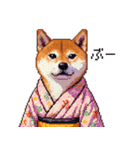 ドット絵 主婦な柴犬 着物 シバイヌ（個別スタンプ：38）