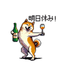 ドット絵 呑む柴犬 酒盛り（個別スタンプ：4）