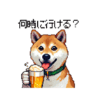 ドット絵 呑む柴犬 酒盛り（個別スタンプ：31）