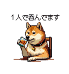 ドット絵 呑む柴犬 酒盛り（個別スタンプ：32）