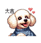 ドット絵 冬のトイプードル 冬支度（個別スタンプ：26）