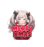 女の子 Merry xmas＆ Happy New year（個別スタンプ：1）