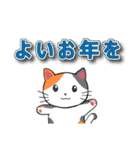 字が大きく見やすいスタンプねこ 年末年始（個別スタンプ：5）