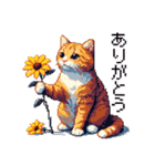 ドット絵 キジトラ 猫 日常会話 40種（個別スタンプ：3）