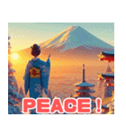 日の出に輝く富士山の美しいイラスト 5ENG（個別スタンプ：2）