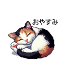 ドット絵 三毛猫 猫 日常会話 40種（個別スタンプ：2）