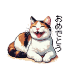 ドット絵 三毛猫 猫 日常会話 40種（個別スタンプ：15）