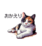 ドット絵 三毛猫 猫 日常会話 40種（個別スタンプ：28）