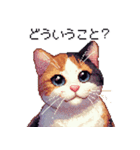 ドット絵 三毛猫 猫 日常会話 40種（個別スタンプ：36）