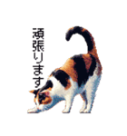 ドット絵 三毛猫 猫 日常会話 40種（個別スタンプ：40）