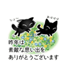 猫の日ごろ30 毛が長い黒猫のお正月（個別スタンプ：15）