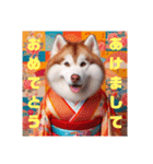 着物犬の新年のご挨拶スタンプ。（個別スタンプ：33）