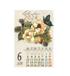 ◆2024カレンダー◆小動物＋花/水彩/BIG（個別スタンプ：6）