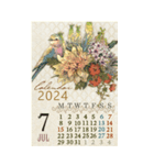 ◆2024カレンダー◆小動物＋花/水彩/BIG（個別スタンプ：7）