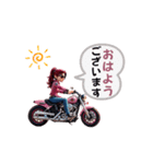 風を切るバイク女子！（個別スタンプ：3）