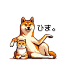 なかよしな柴犬とキジトラ ドット絵（個別スタンプ：38）